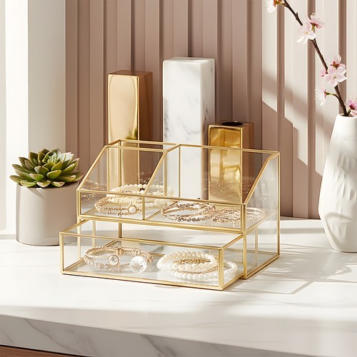 Glass cosmetic organizer - cosmetic,
