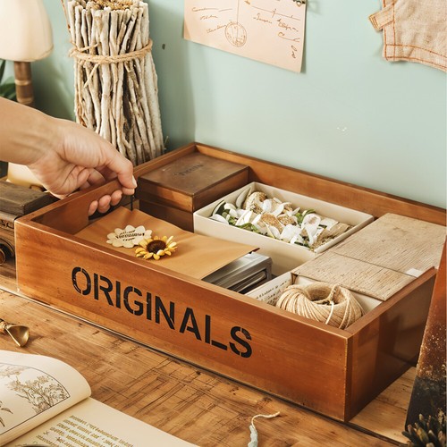 Retro wooden tray storage - wooden, box
